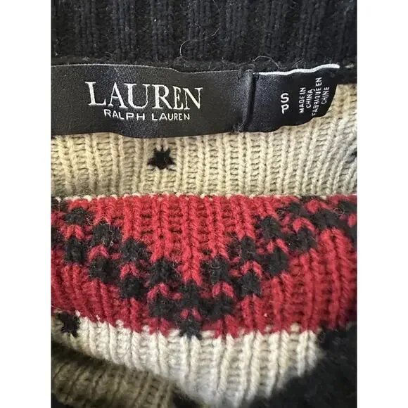 Ralph Lauren Fair Isle Puff Sleeve Sweater Wintry Snowflake Wool Mix Size Small - Picture 9 of 16